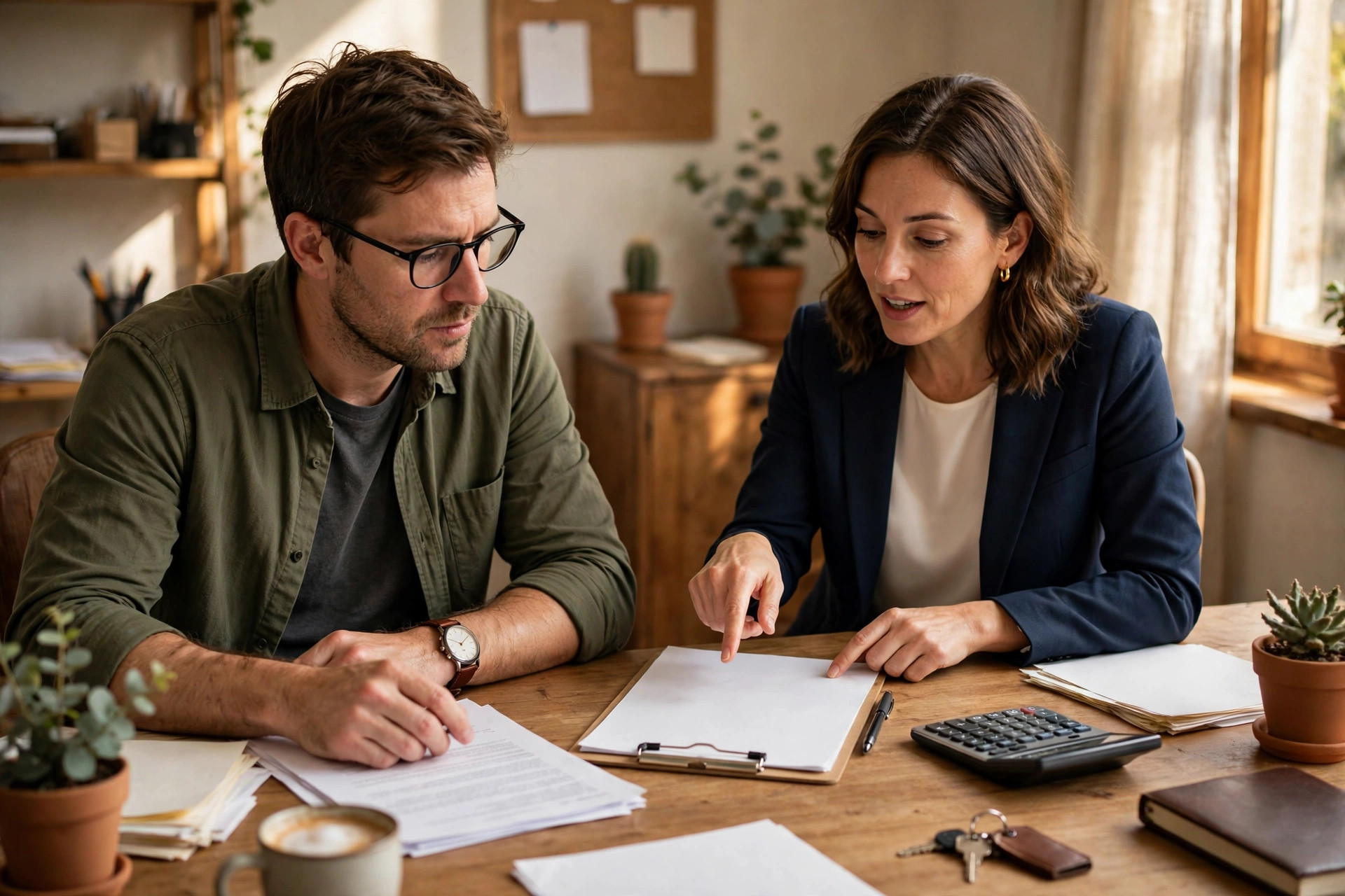 Business owner reviewing funding paperwork with a financial advisor